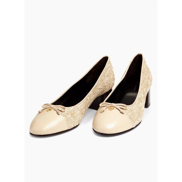 Tory Burch Women’s Cap-Toe Leather Pumps Color Natural Size 10.5 New in box $358 - Picture 1 of 6